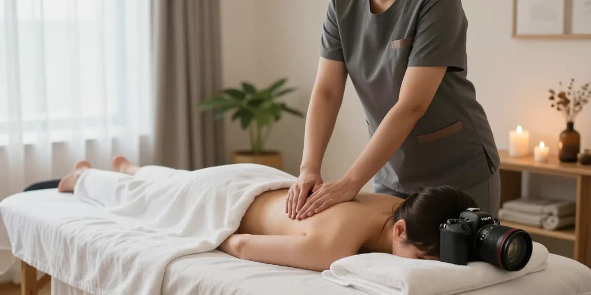 Experience 의정부출장안마 with a professional massage therapist preparing a relaxing spa session at home.