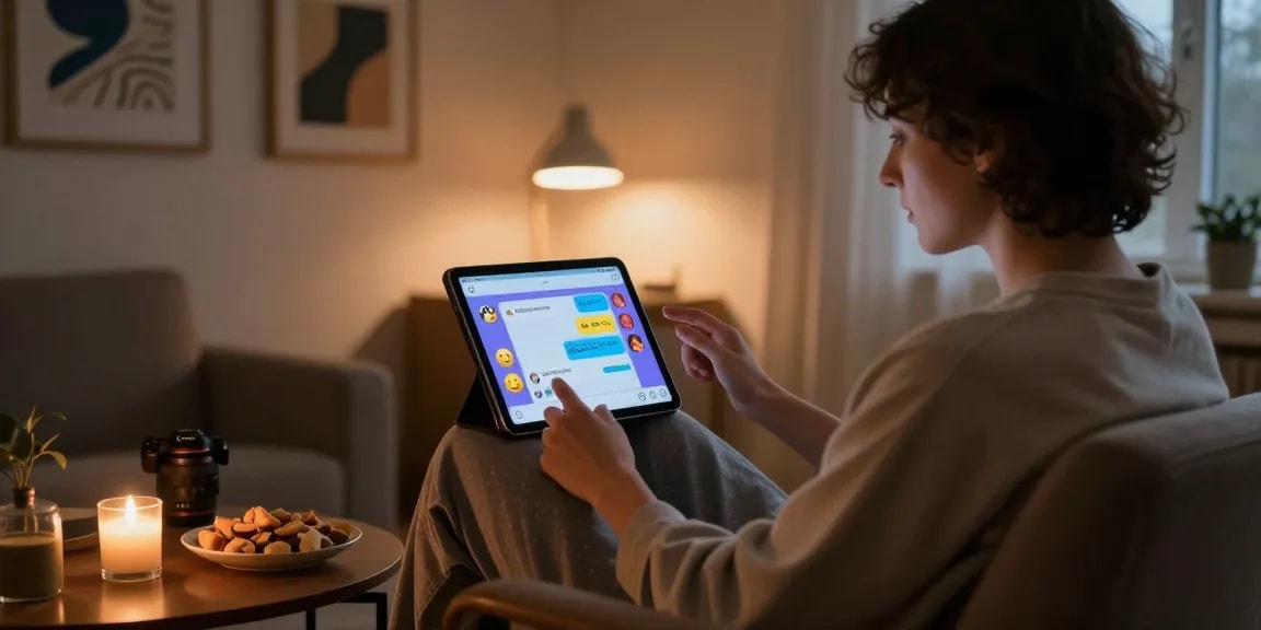 Explore engaging nsfw ai chat in a cozy home office with vibrant character interactions and warm ambiance.