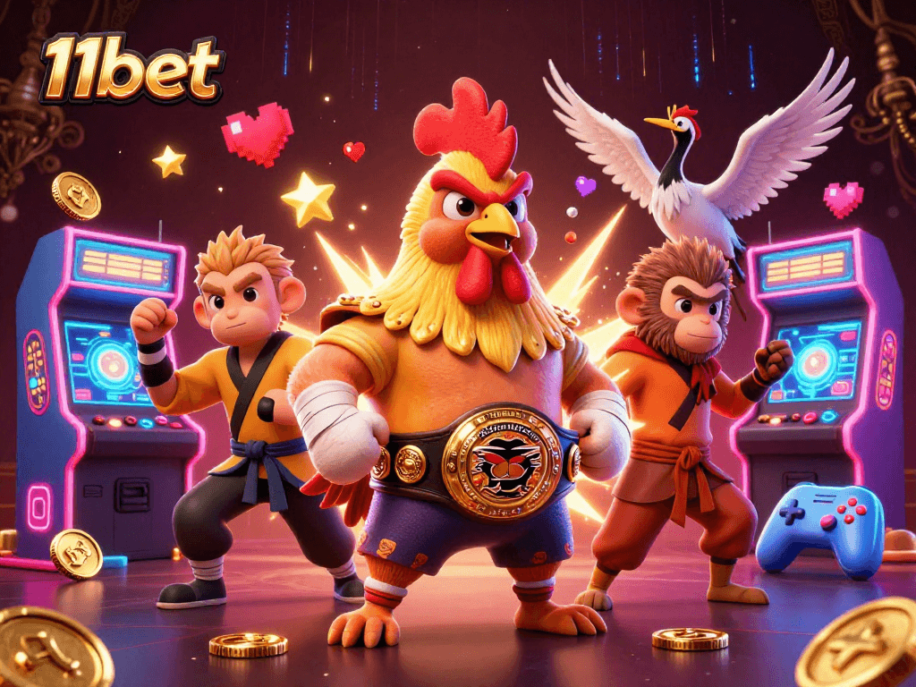 11bet showcases a dynamic casino scene with characters and gaming elements for player engagement.