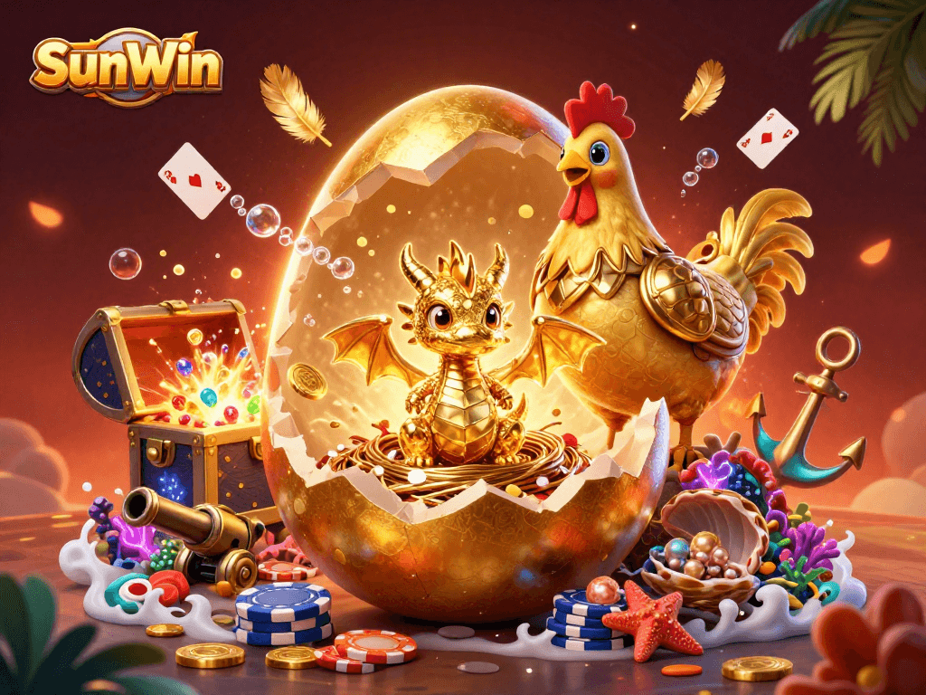 SunWin players win big with a golden dragon amidst riches in a thrilling casino scene.