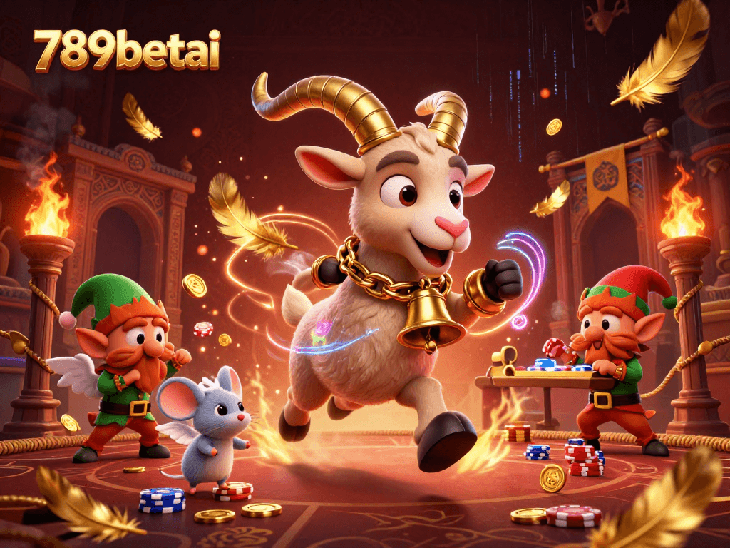 Join the fun at 789betai as Krampus oversees a thrilling casino scene with elves and angels.