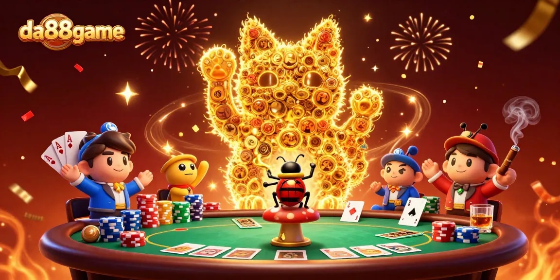 Engage with the vibrant world of da88game through this colorful 3D casino illustration.