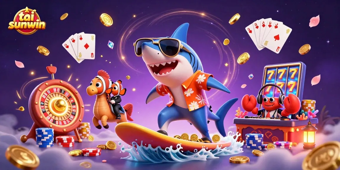 Surf the excitement with tải sunwin amidst vibrant casino elements and dynamic characters.