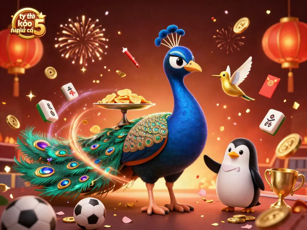 Engage in tỷ lệ kèo nhà cái 5 with a vibrant 3D scene of gambling excitement and rich animations.