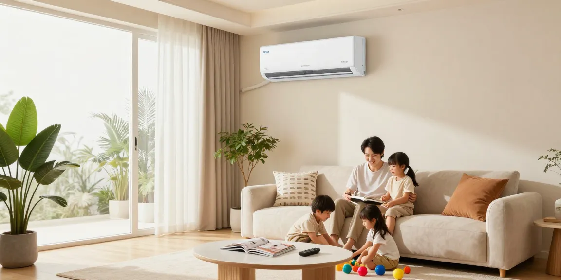 Cozy family living room with mini split ac unit for optimal comfort