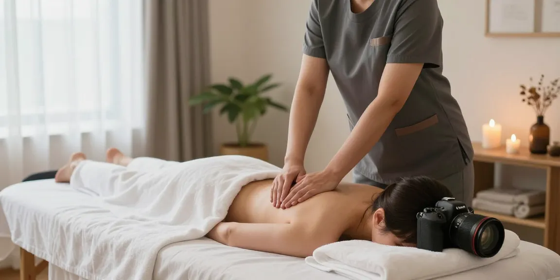 Experience 의정부출장안마 with a professional massage therapist preparing a relaxing spa session at home.