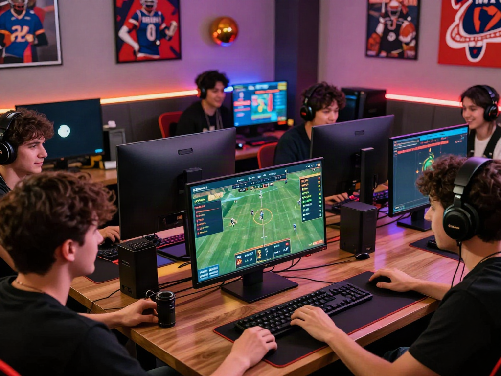 Exciting online gaming atmosphere with players immersed in sports betting at https://debet.gb.net/ showcasing dynamic visuals of real-time stats.