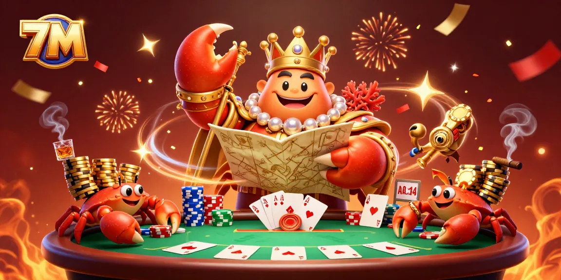 Engage with 7M and the thrilling poker showdown featuring winning hands and vibrant animation.