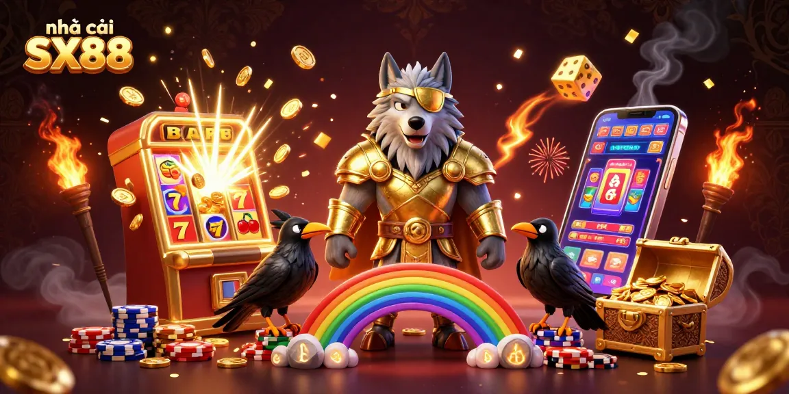 Engage with nhà cái SX88 in this dynamic 3D illustration featuring a jackpot explosion and casino ambiance.
