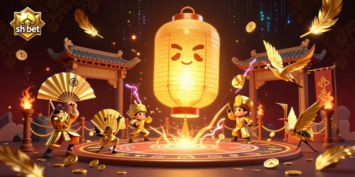 Engage with the dynamic sh bet scene featuring a golden lantern spirit and casino elements in a vibrant market setting.