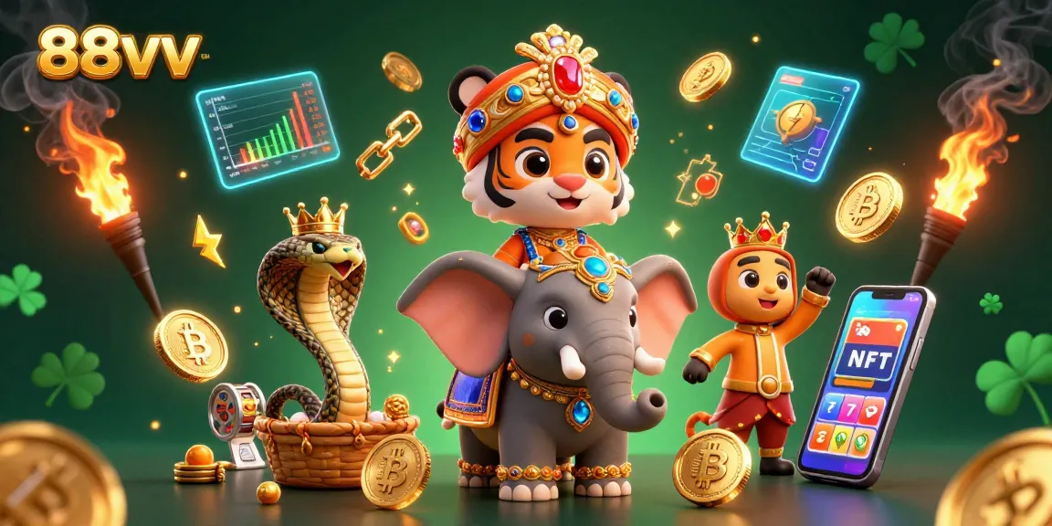Join the excitement of 88vv login with a vibrant casino scene featuring a tiger and elephant.