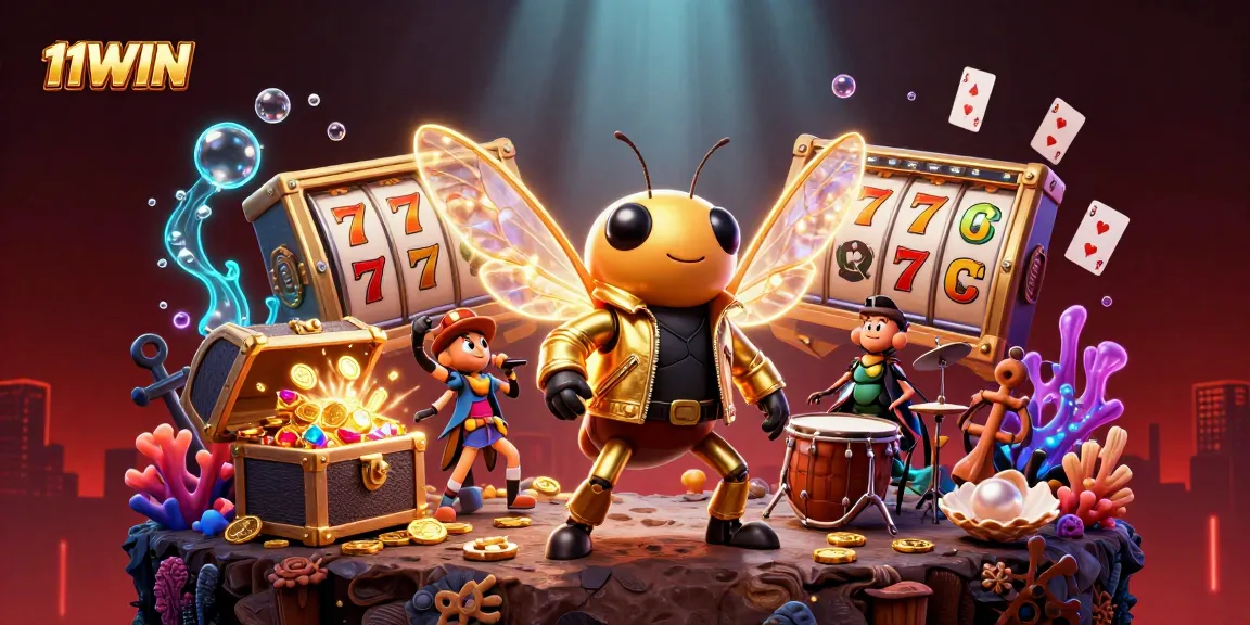 Win big with 11WIN as 3D character rock star performs at an enchanting casino