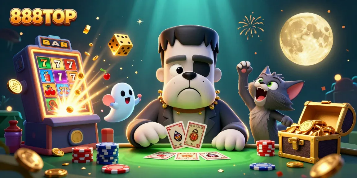 Engage in thrilling gaming at 888TOP with a vibrant 3D casino scene full of excitement.