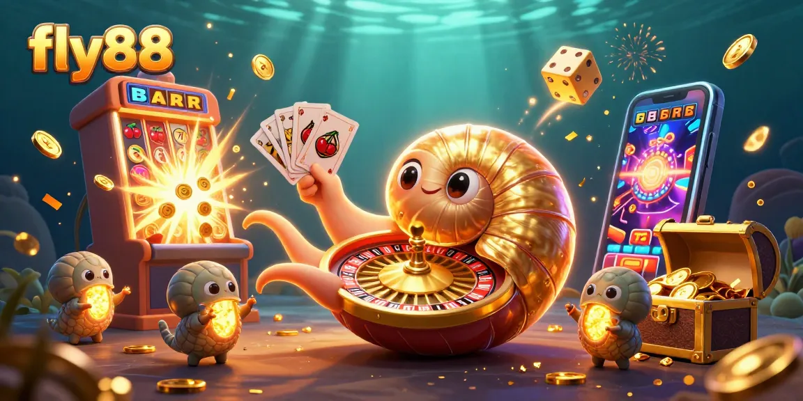 Experience the thrill of fly88 as a nautilus character spins a roulette wheel surrounded by vibrant casino elements.
