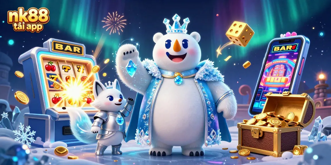 Play exciting games with nk88 tải app, featuring 3D casino elements and vibrant characters.
