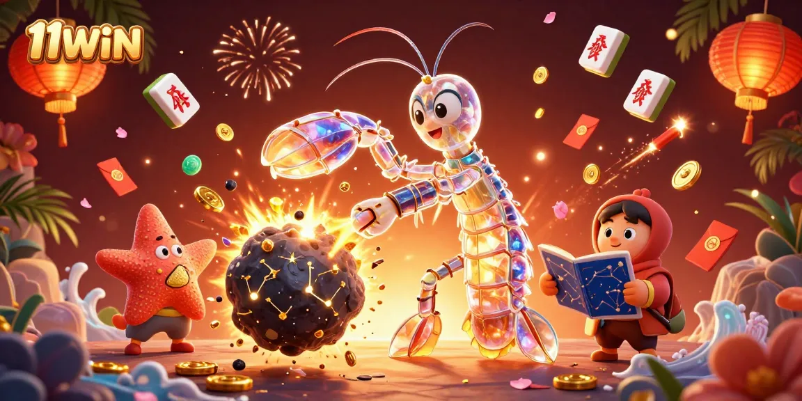 Engage with 11WIN through thrilling galactic adventures in a captivating casino-themed illustration.