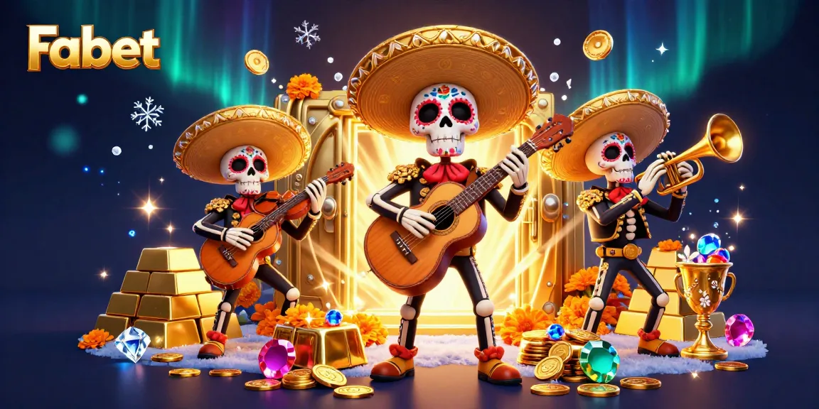 Experience Fabet's thrilling casino world with a vibrant 3D mariachi scene filled with treasures.