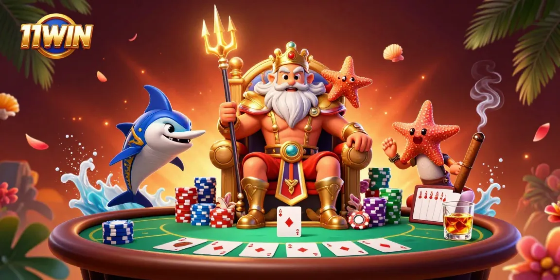 Experience thrilling wins at 11WIN with Neptune's poker game featuring stunning 3D elements.